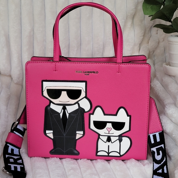 KARL LAGERFELD Fuchsia Paris Maybelle Satchel Handbag - Picture 2 of 14